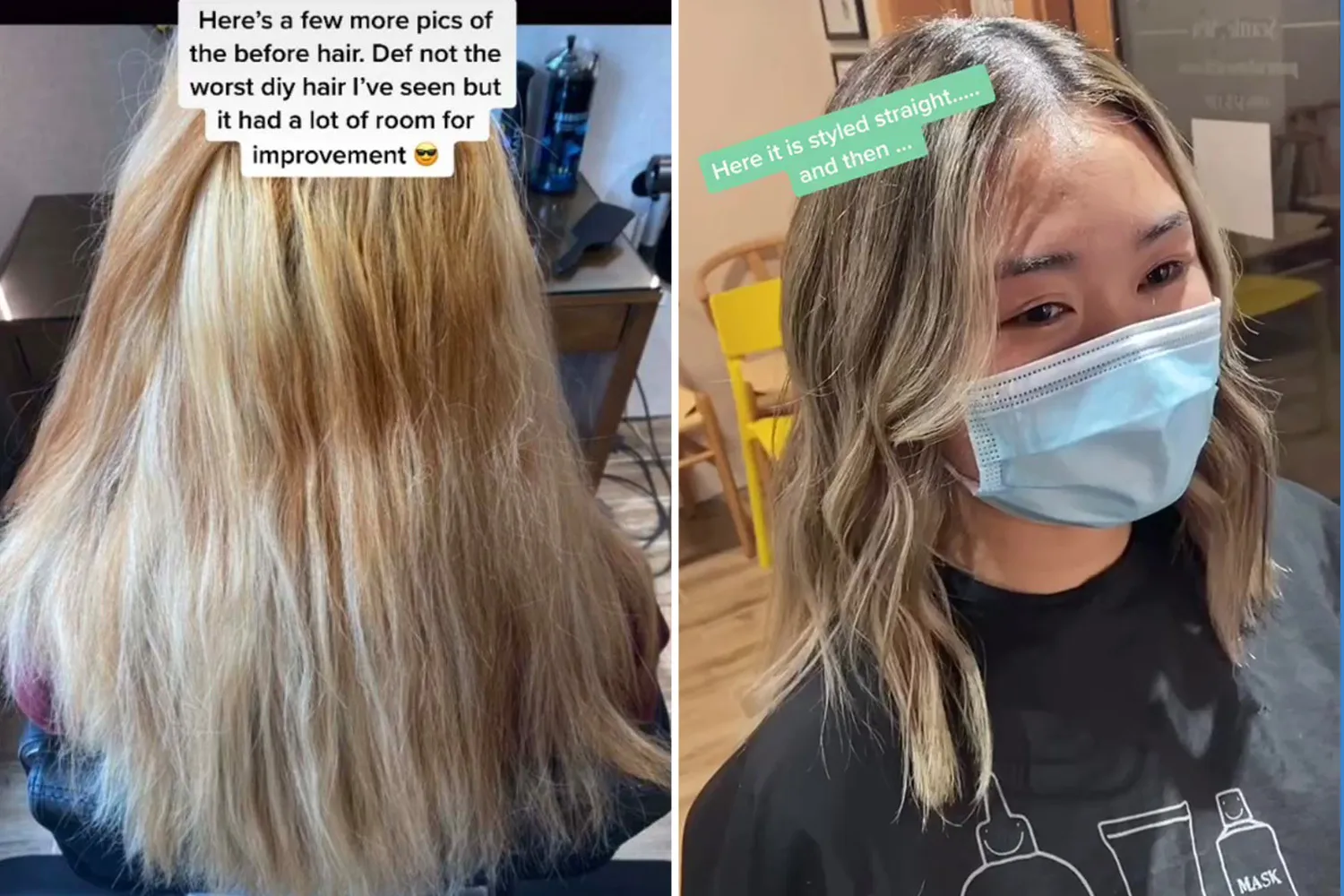 Hair stylist fixes woman’s botched home bleach job & scissors had to come out