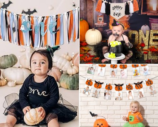 Spooky first birthday decor cover photo collage
