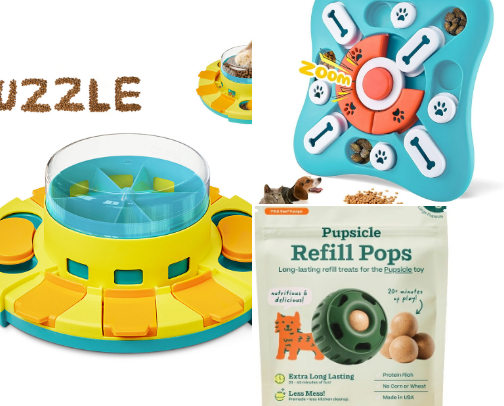our favorite dog enrichment activities (puppy approved) cover photo collage