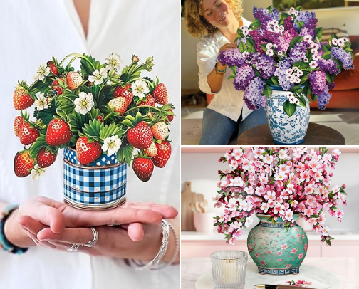 Fabulous Freshcut Paper Pop Up Bouquet Greeting Cards cover photo collage