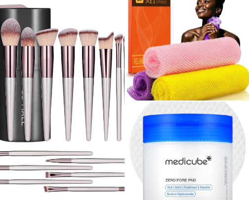 Beauty products cover photo collage