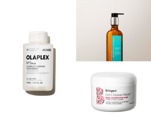 Haircare essentials for healthy, shiny hair cover photo collage