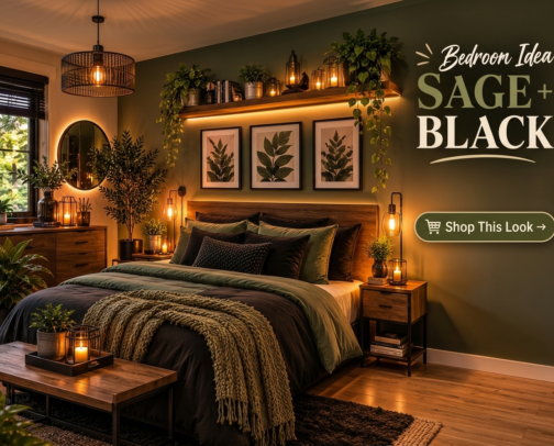 Cozy Sage Green & Matte Black Bedroom Decor Ideas 🖤🌿 cover photo collage