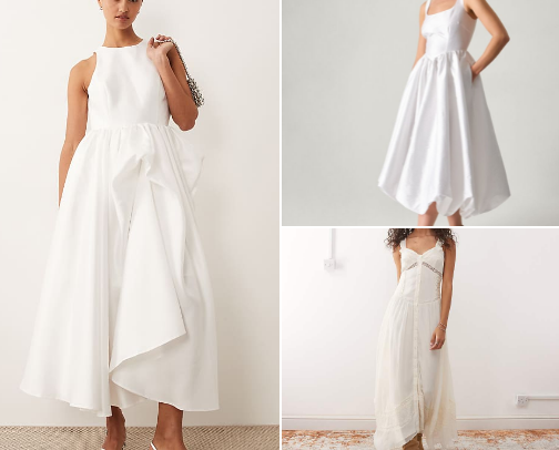 Petite bride high street wedding edit cover photo collage