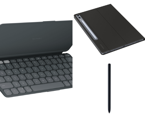 Tablet accessories cover photo collage