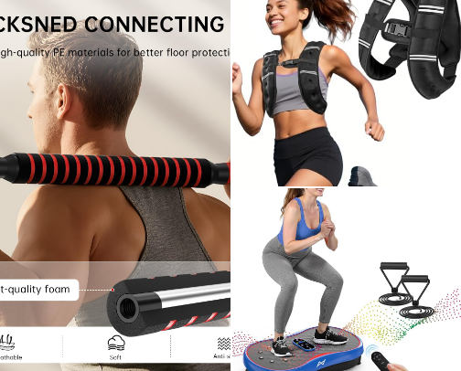 The fitness equipments for at home workout cover photo collage
