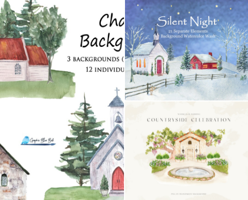 Hand-Painted Religious Watercolor Illustrations cover photo collage