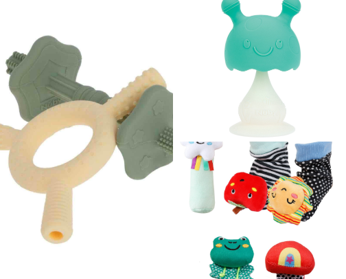 Toys my baby loves at 6 months cover photo collage