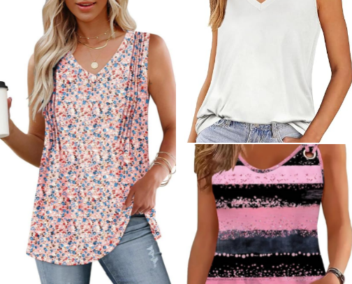 V-Neck Summer Tanks Women Reach For on the Hottest Days cover photo collage