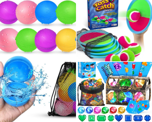 Pool Games for summer to get the kids off the screens and in the sun! cover photo collage