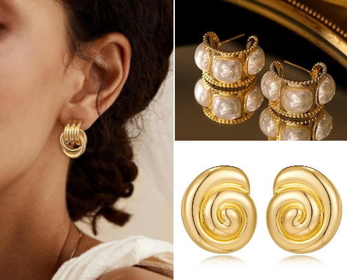 Amazon gold earrings cover photo collage