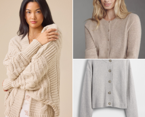 cozy cardigans you'll love layering cover photo collage