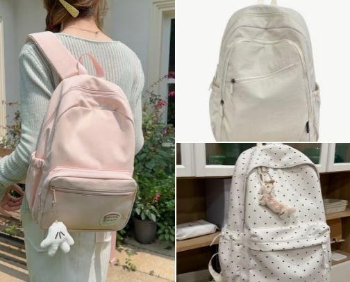 Backpack ideas for girlies🫶🏻🤍 cover photo collage