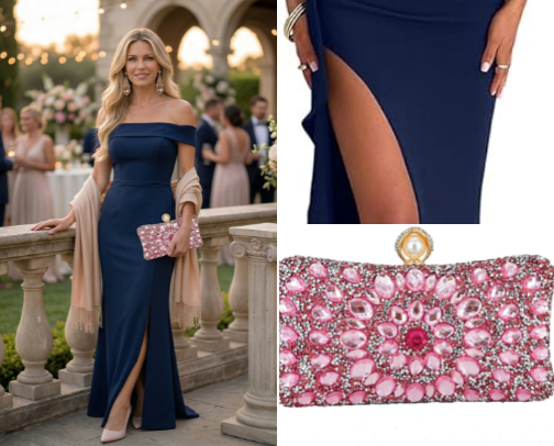 The Wedding Guest Formula | Navy & Blush Elegant Wedding Guest Edit cover photo collage
