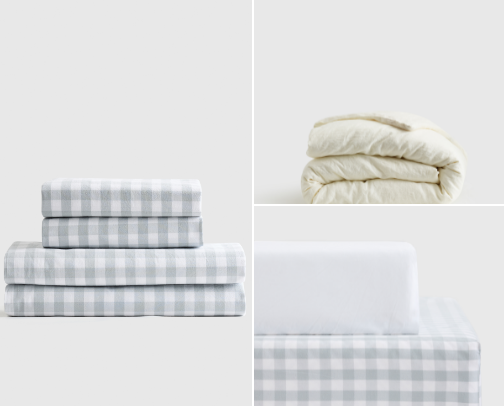 Cozy home linens cover photo collage