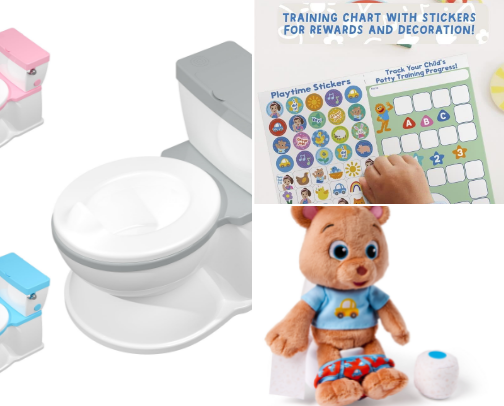 Potty timeee- potty training resources cover photo collage