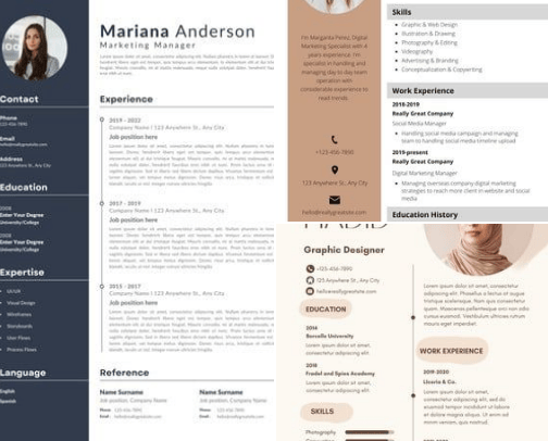 Canva CV tamplate cover photo collage