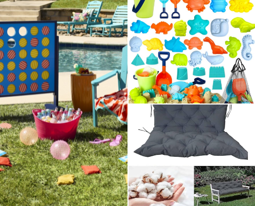 Outdoor fun and furniture cover photo collage