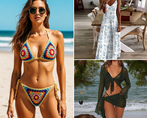 Clothing for the beach cover photo collage