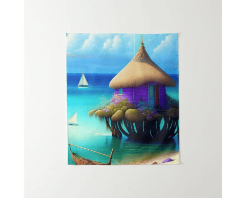 Beach Scene Wall Tapestries cover photo collage