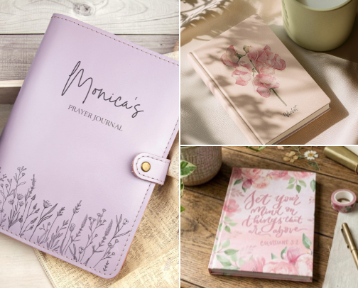 Personalized Devotional Journal Notebook cover photo collage
