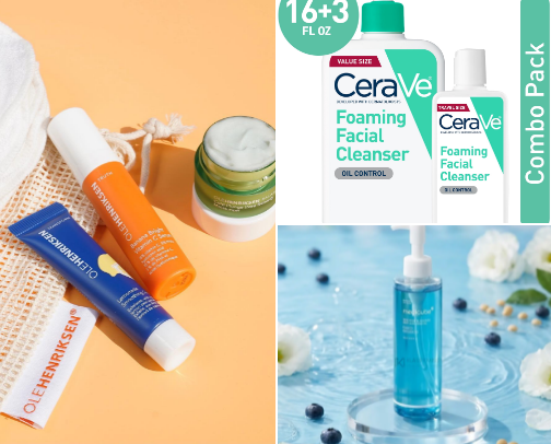Go-to skincare products cover photo collage