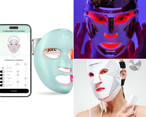 Led/Red light skin care mask cover photo collage