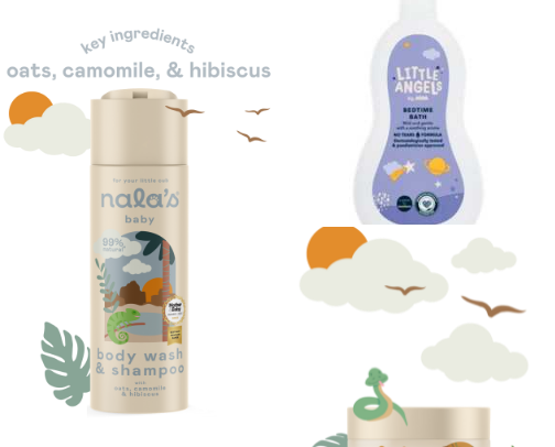 Our favourite Baby Bath / Skin Care for evening routine cover photo collage