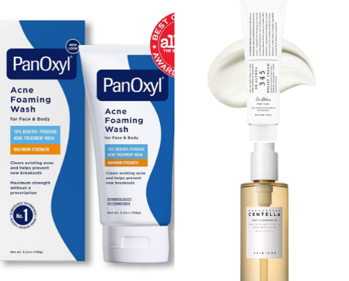 Skincare items - dry and acne prone skin cover photo collage