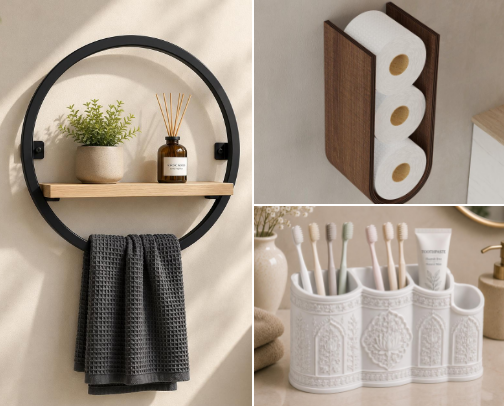 Small Bathroom Storage Hacks & Ideas cover photo collage