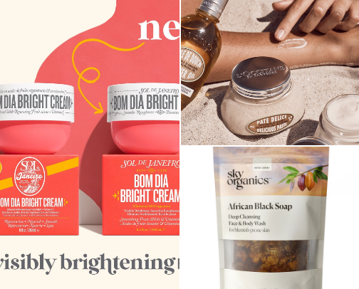 Products to use for glowing skin cover photo collage