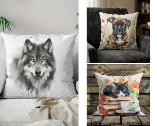 Animal Print Throw Pillows – Soft Decorative Cushions cover photo collage