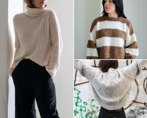 Minimalist Knits: Scandinavian-Inspired Sweater & Cardigan Patterns cover photo collage