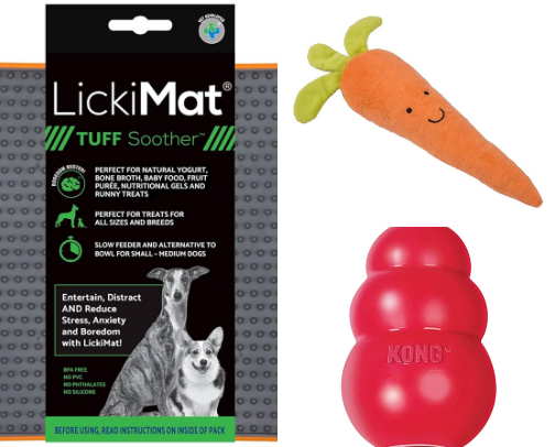 Dog Toys, Feeding equipment and Beds cover photo collage