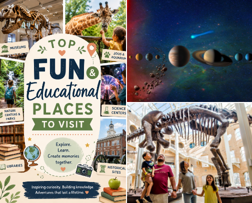 Top Fun And Educational Places To Visit cover photo collage