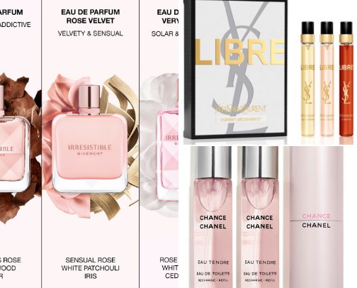 Travel perfume sets cover photo collage