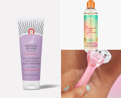 Shaving Products for smooth legs and pits cover photo collage