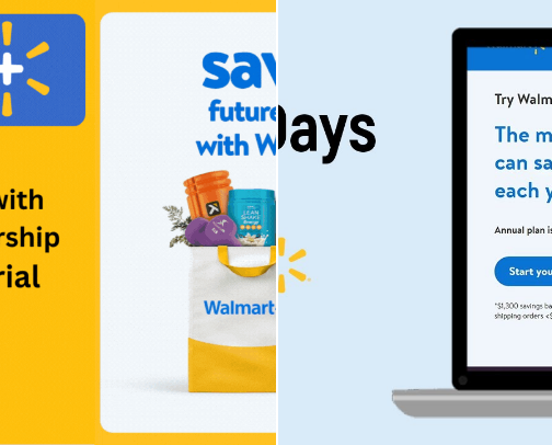 Walmart + 30 Day FREE Trial cover photo collage