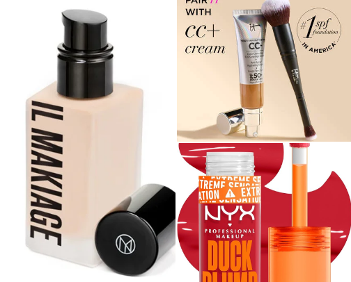Makeup products cover photo collage
