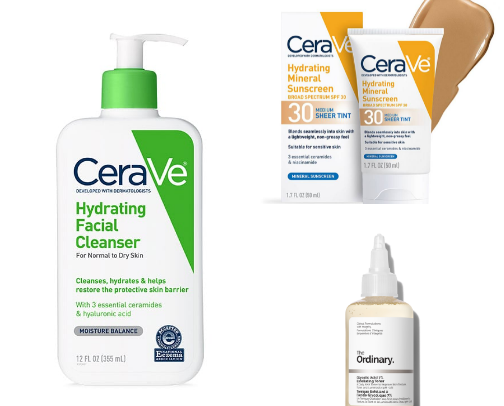 Skincare products for dry skin cover photo collage