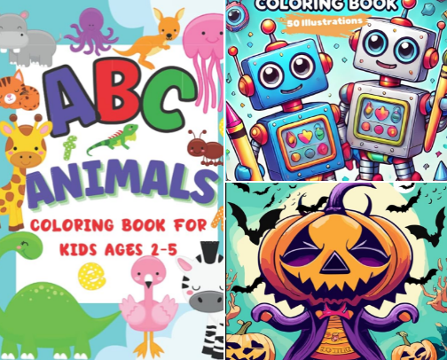Color your Heart Out! Children coloring books cover photo collage