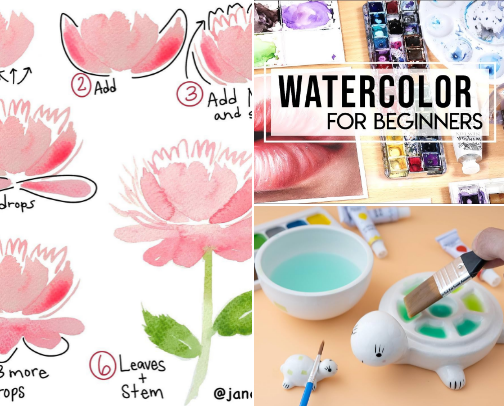 Watercolor Basics: Tools, Techniques & Inspiration cover photo collage