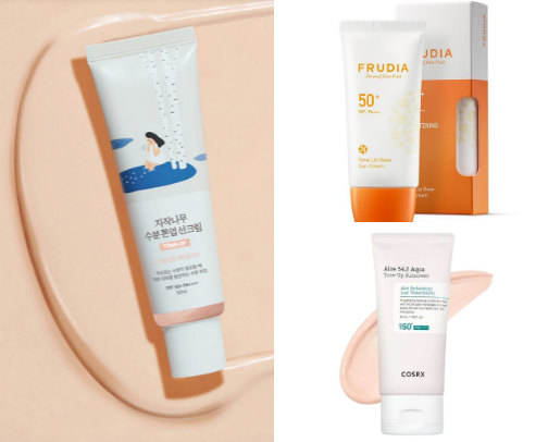 Tone-up SPFs cover photo collage