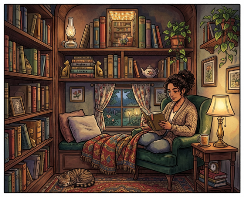 Cozy Reading Nook Ideas - Home Library Furniture and Decor cover photo collage