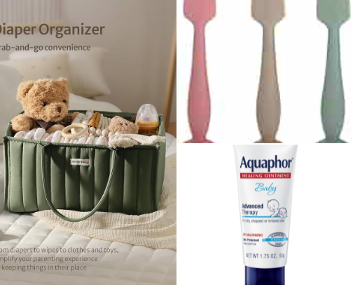 Things you’ll find in my diaper caddy cover photo collage