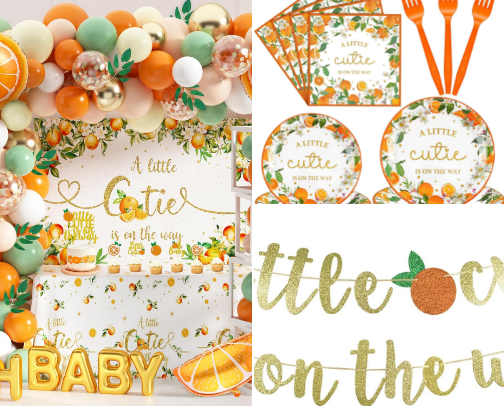 Cutie On The Way Baby Shower  🍊👶🚿 cover photo collage