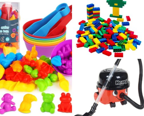 Children toys cover photo collage