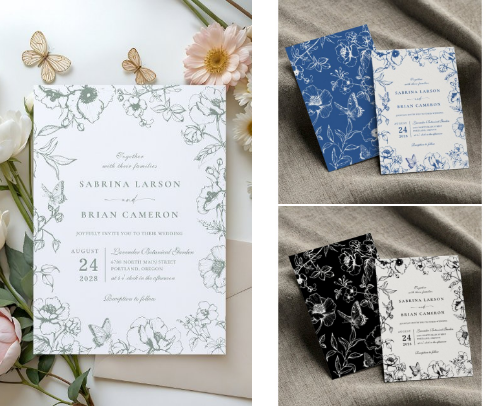Sophisticated Vintage Flowers Wedding cover photo collage