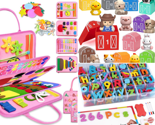 Things that keep my toddler entertained for more than 5 seconds cover photo collage