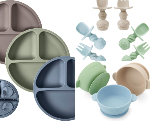 Baby and toddlers feeding needs from bottles, to heating/cooling/storing/steriling/cleaning, to dishes cover photo collage
